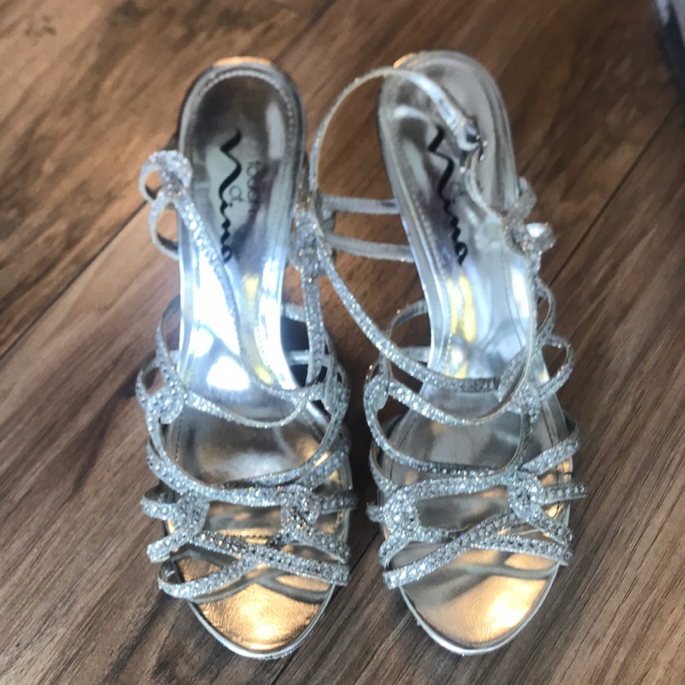 Touch of Nina silver shiny heels .